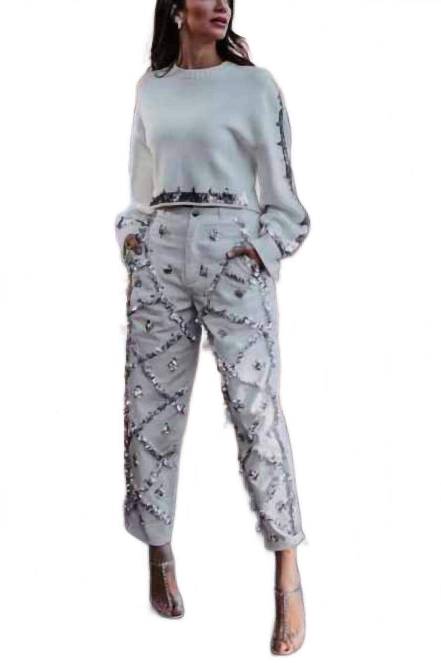 NEW MONTE sequin denim jeans in white